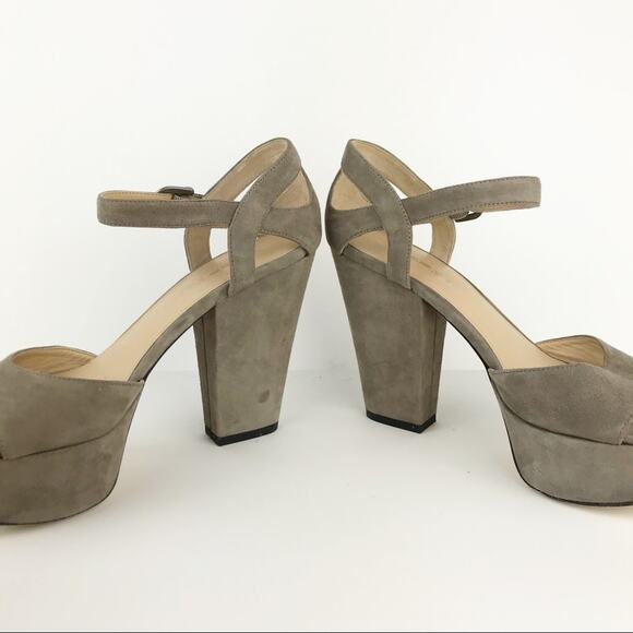 VIA SPIGA Vanita Platform Chunky Heels Suede Taupe Grey - Picture 5 of 7